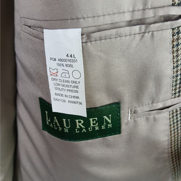 Lauren Ralph Lauren VTG 100% Wool Houndstooth Blazer Sport Coat Brown -Black-Tan - Picture 6 of 6
